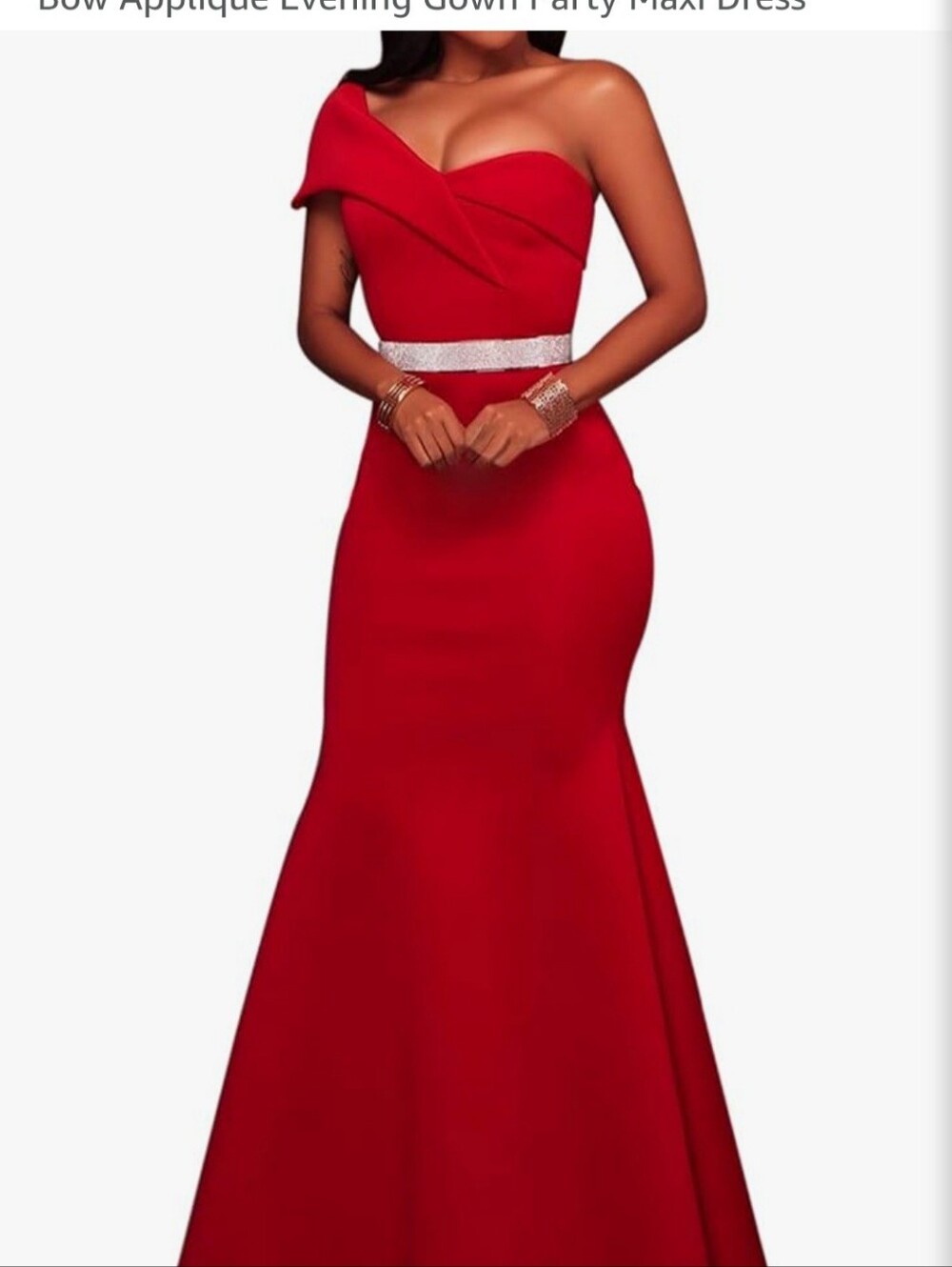 Elegant Red One-Shoulder Evening Dress